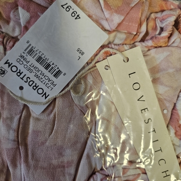 Lovestitch Women's Floral Tiered Short-Sleeve Maxi Dress in Peach/Light Pink - Picture 9 of 12